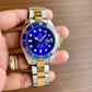 Rolex Submariner Silver Gold Blue Metal Watch